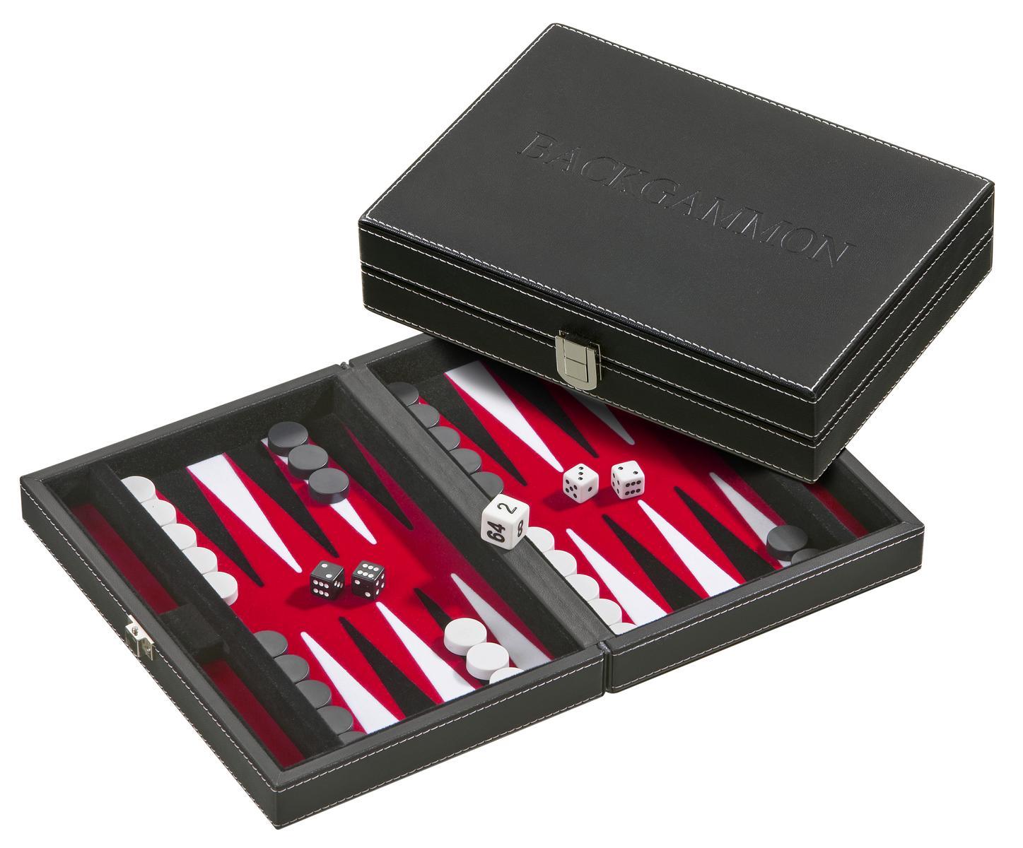 Backgammon - Tinos, rot, klein, Kunstleder, magnetisch