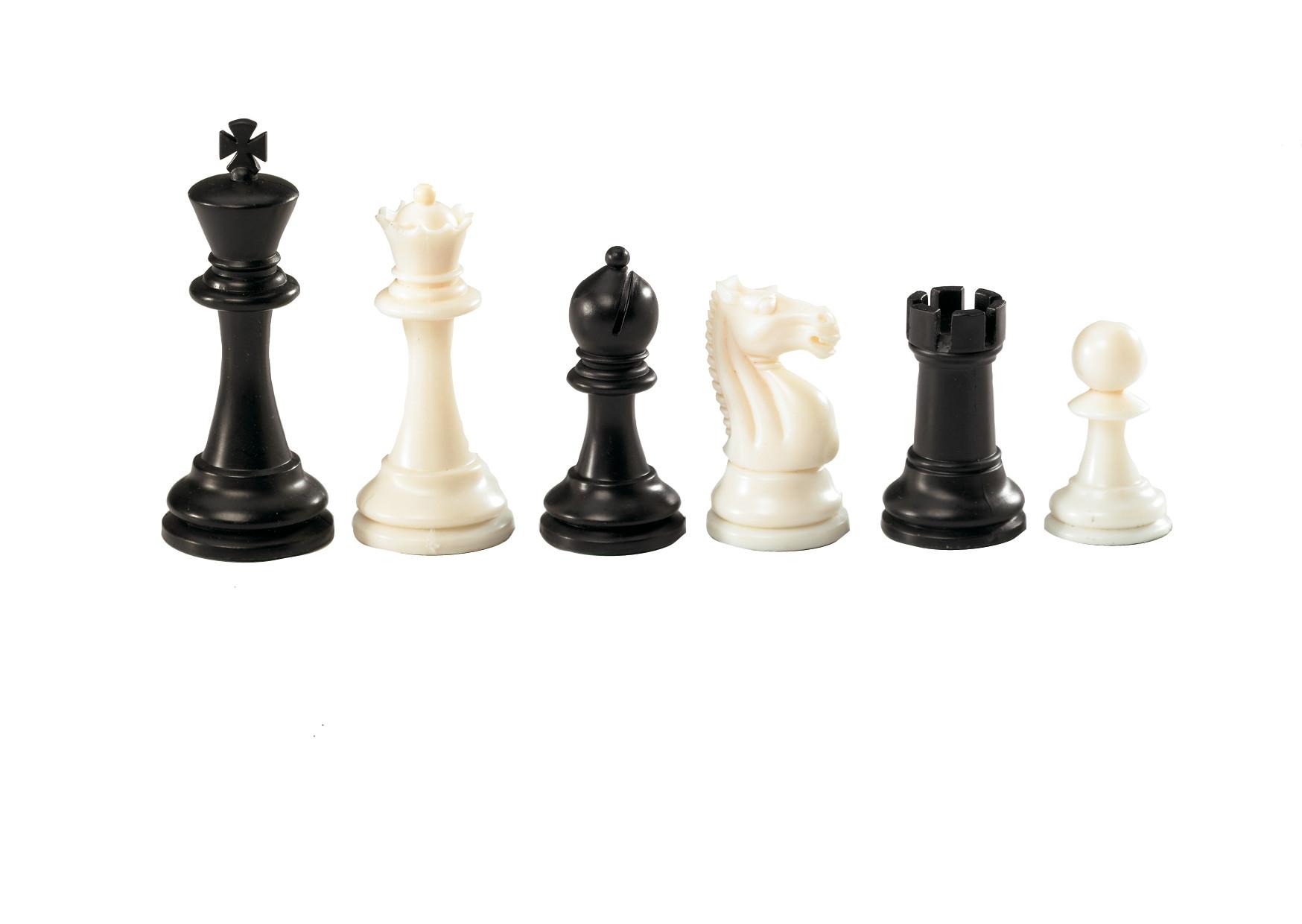 Schachfiguren Nerva, Königshöhe 95 mm, Kunststoff, schwarz weiß, gewichtet, im Polybeutel