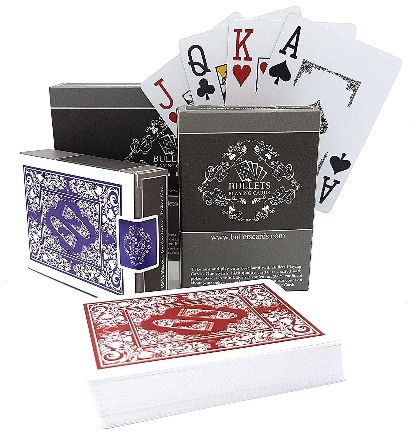 Bullets Playing Cards - Pokerkarten aus Plastik, Poker-Size, Doppelpack, Jumbo Index, 2 Eckzeichen