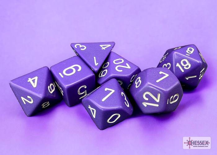 Chessex 25407 - Opaque Purple/White 7-Die Set