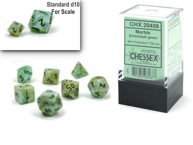 Chessex 20409 - Marble Mini-hedral Green/dark green 7-Die Set