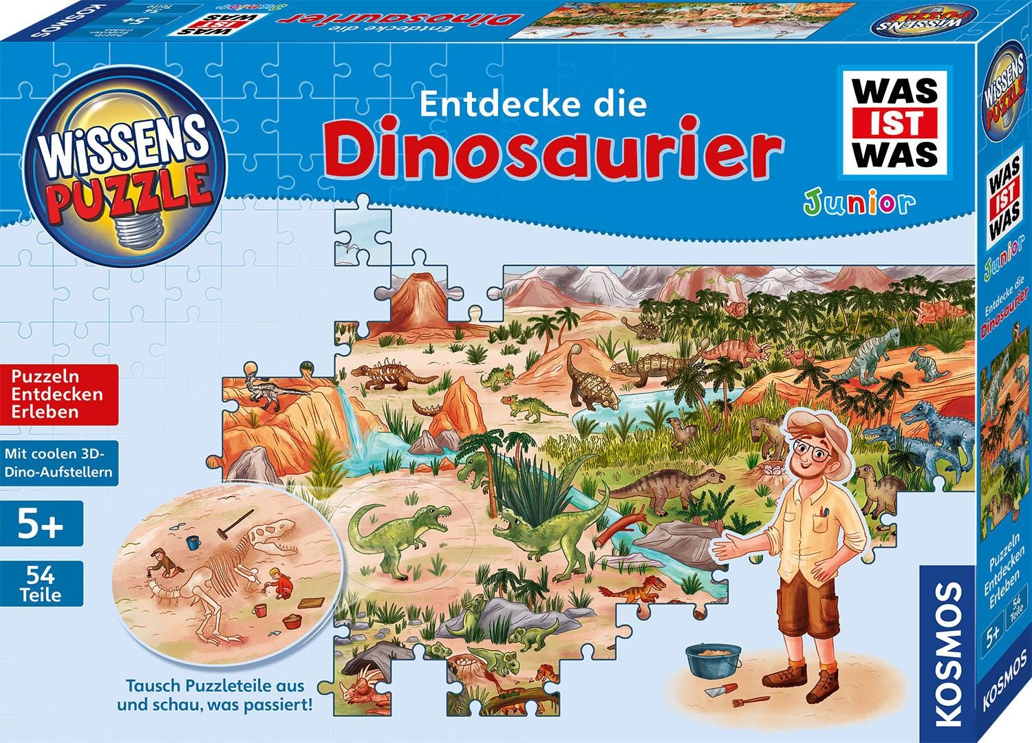Was ist was Junior -  Wissens-Puzzle: Entdecke die Dinosaurier - 54 Teile