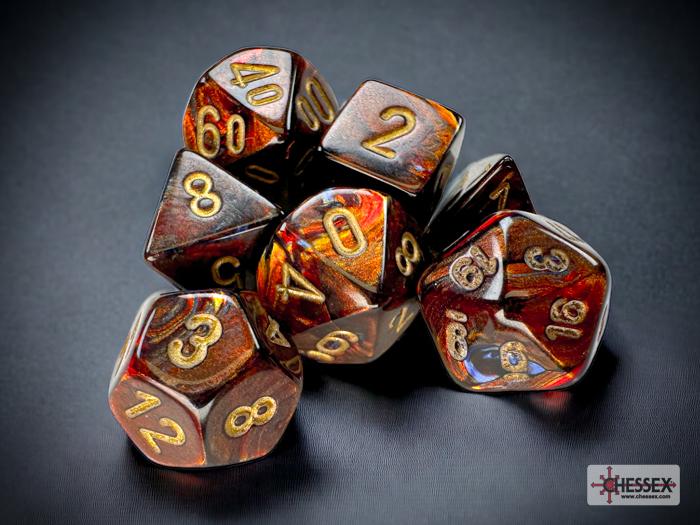 Chessex 20419 - Scarab Mini-hedral Blue Blood/gold 7-Die Set