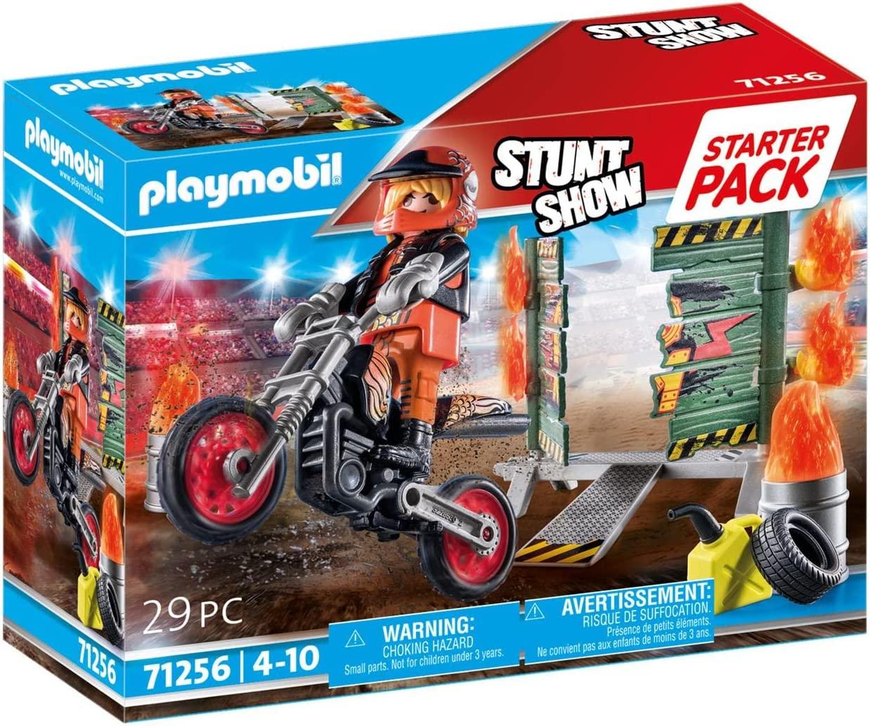 Playmobil 71256 - Starter Pack: Stuntshow Motorrad mit Feuerwand