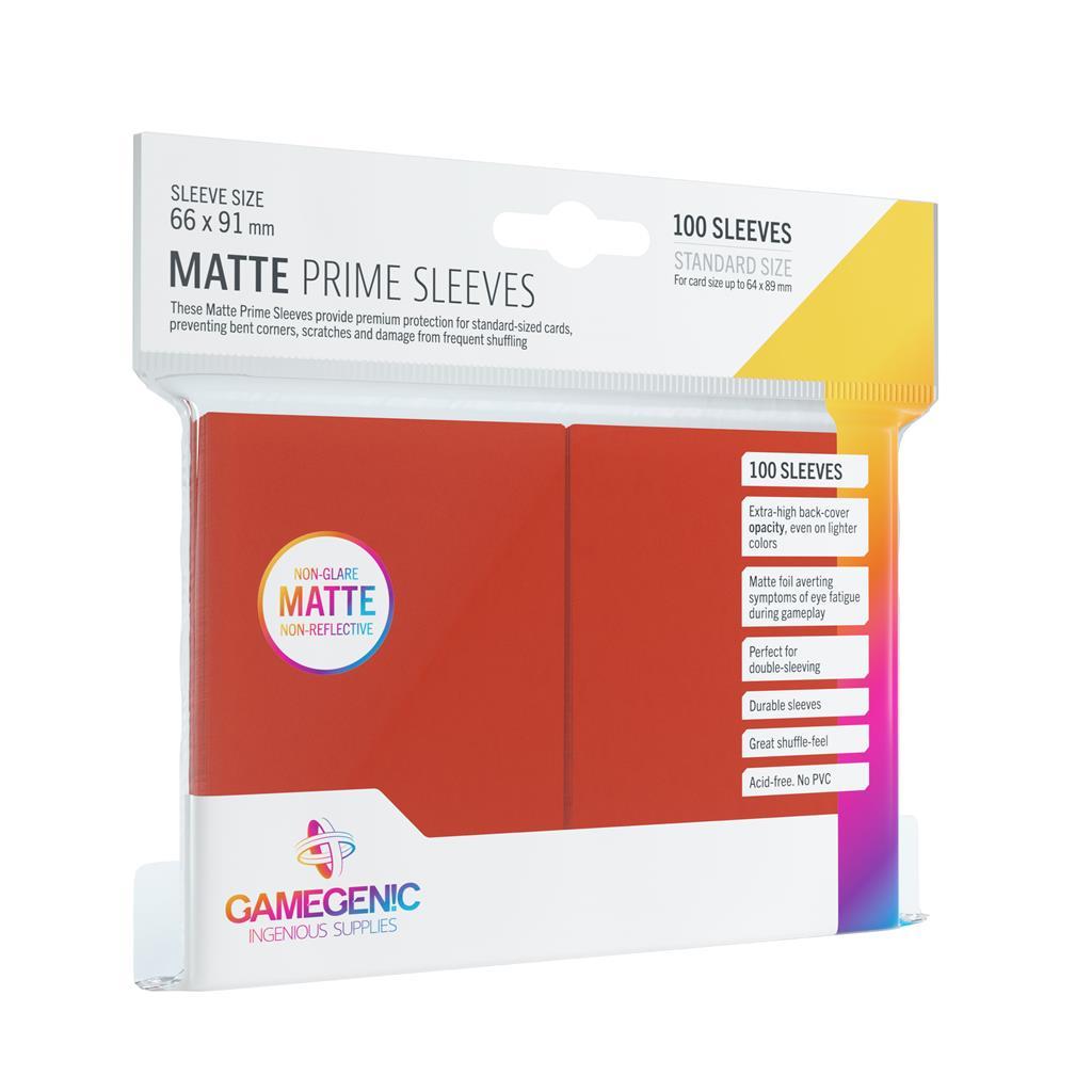 Gamegenic - Matte Prime Sleeves Standard Size, Red (100 Sleeves)