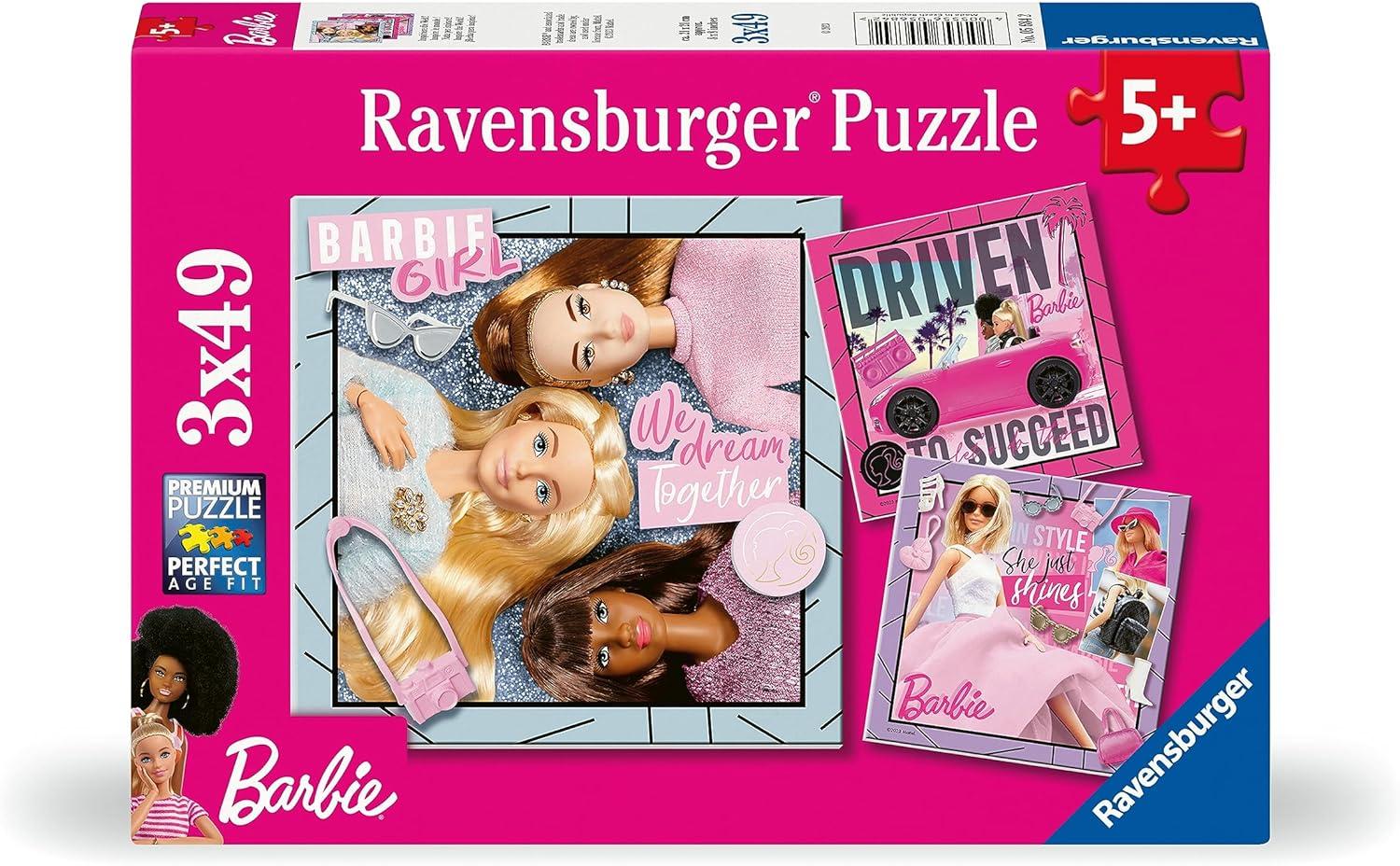 Ravensburger Kinderpuzzle - Barbie: Inspiriere die Welt! - 3 x 49 Teile