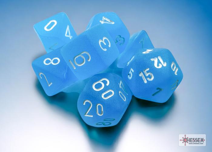 Chessex 20416 - Frosted Mini-hedral Caribbean Blue/white 7-Die Set