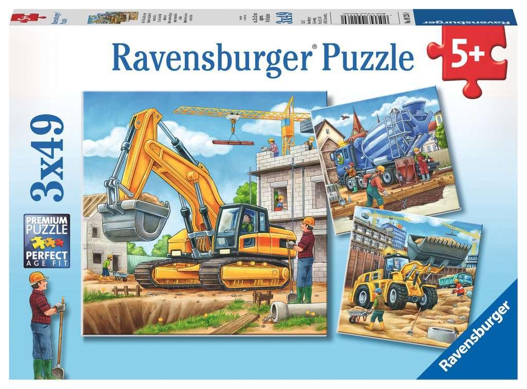 Ravensburger Kinderpuzzle - Große Baufahrzeuge 3 x 49